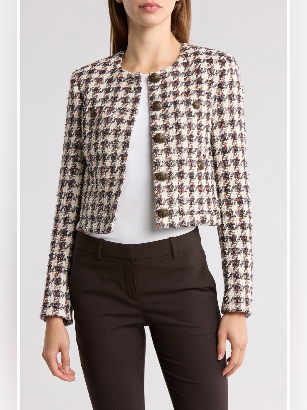 NWT $748 VERONICA BEARD Cirtane Ecru Multi Tweed Blazer Jacket, Size 8